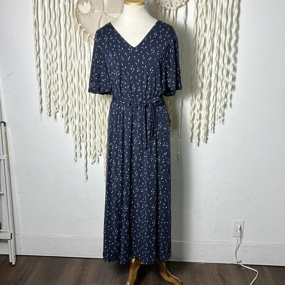 Garnet Hill NWOT Flutter Sleeve Tencel Midi Dress Size M - Picture 7 of 14